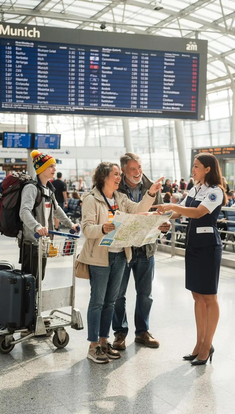 Ein Koffer, der auf einem Gepäckwagen vor einem Hotel in Deutschland steht.